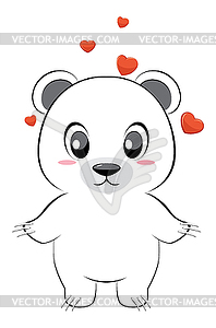 White bear and red heart - royalty-free vector clipart