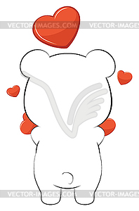 White bear and red heart - vector image