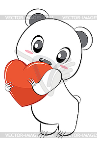 White bear and red heart - vector clipart