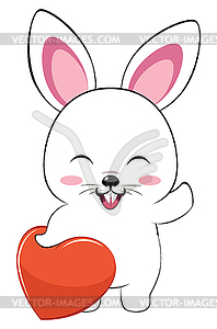 White bunny with heart - vector clipart