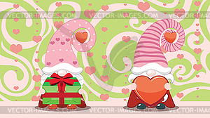 Valentine couple of gnomes - vector clipart