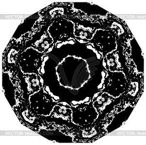 Round black grunge ornament - vector image