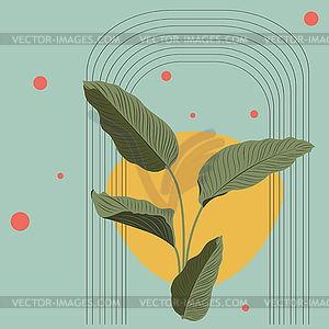 Calathea leaves with abstract shapes - vector clip art