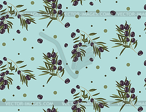 Dark olives on branch pattern - vector clipart