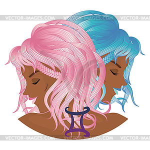 Gemini zodiac girls - vector clip art