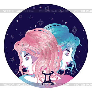 Gemini zodiac girls - vector clipart