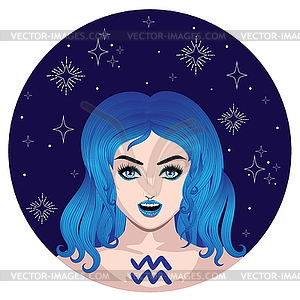 Aquarius girl avatar - vector clip art