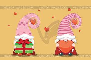 Valentine couple of gnomes - royalty-free vector clipart