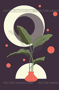 Calathea leaves with abstract shapes - vector clipart