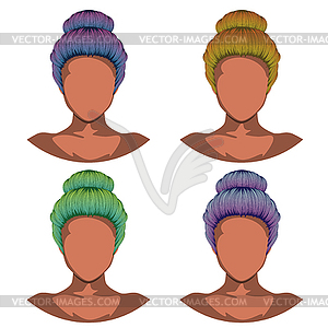 Messy bun hairstyle - vector clipart