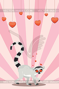 Lemur with heart - vector image