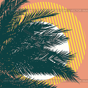 Palm tree tops and geometric shapes - vector clipart