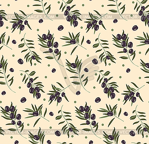 Dark olives on branch pattern - vector EPS clipart