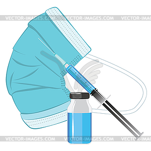 Mask and vaccine - vector clipart