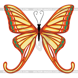 Yellow orange butterfly - vector image