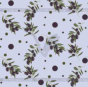 Dark olives on branch pattern - vector clipart / vector image