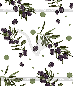 Dark olives on branch pattern - vector image