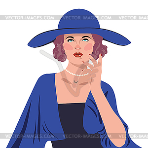 Woman in retro hat - vector image