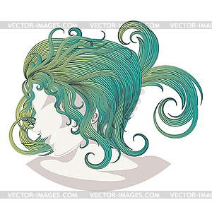 Messy female hairstyle - vector image