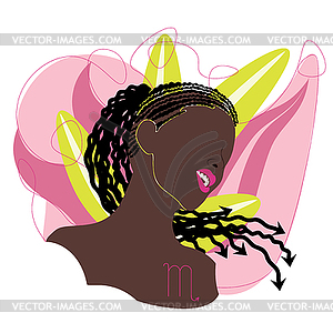 Scorpio abstract dark skinned girl - vector clipart