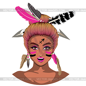 Sagittarius girl avatar - vector clipart