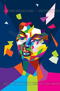 Colorful polygonal female head - vector clipart