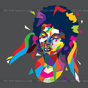 Colorful polygonal female head - vector image