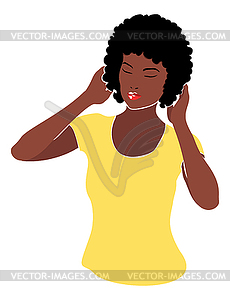 Темнокожая девушка в желтой рубашке - векторизованный клипарт