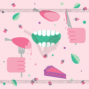 Tasty dinner with turkey - vector clip art
