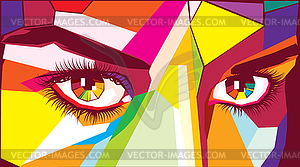 Pop art geometric eyes - vector image