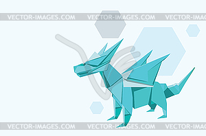 Blue origami dragon - vector clip art