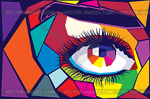Colorful polygonal eye - vector image