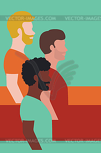 Men multiracial concept - vector clipart