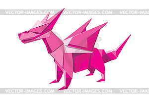 Pink origami dragon - vector image