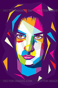 Girl portrait in retro geometric style - vector clipart