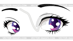 Purple anime female eyes - vector clipart / vector image