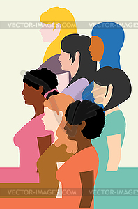 Women multiracial concept - color vector clipart