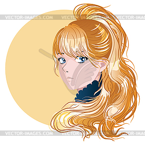 Anime girl with blonde hair - vector image