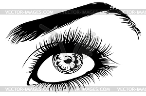 Черно-белый женский глаз - рисунок в векторе