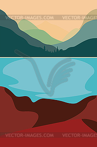Озеро в горах - векторное изображение EPS