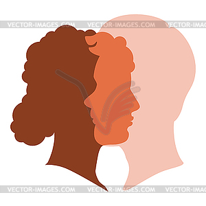 Male female head intersect - vector image