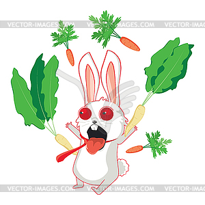 White bunny with carrot - vector image