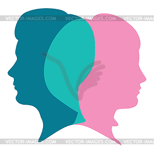 Male female head intersect - vector image