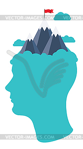 Mountain on top of head - vector clipart