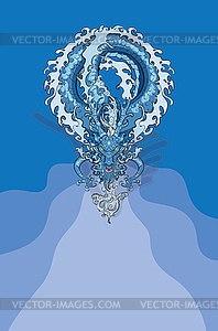 Blue water dragon - vector clipart