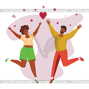 Couple with hearts - vector clip art