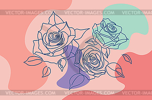 Линейное искусство розовых цветов - векторный клипарт / векторное изображение