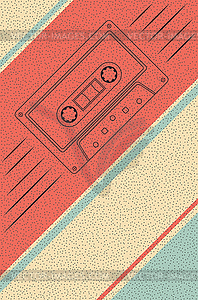 Vintage music poster with outlined cassette - vector clipart