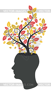 Autumn tree with leaves on head - vector image