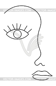 Modern line art face - vector EPS clipart